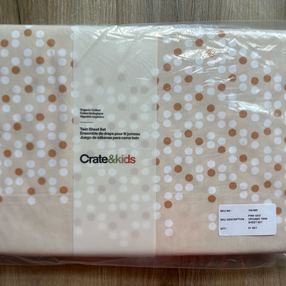 Crate & Barrel Pink Geo Twin Sheet Set